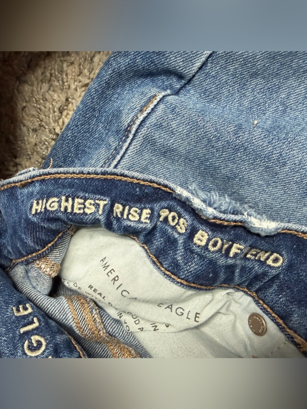 American Eagle Highest Rise 90s Boyfriend Jeans 4 medium Wash Stretch casual - Picture 8 of 11